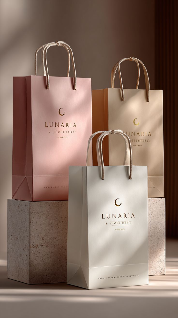 White Paper Customizable Shopping Bag with Handles