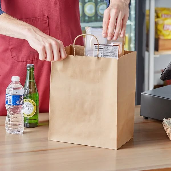 Natural Kraft Paper Customizable Shopping Bag with Handles