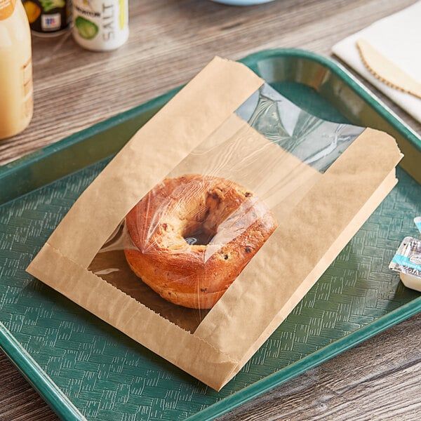 Ecocraft Kraft Grease Resistant Single Serve Window Bagel Sandwich Bakery Bag