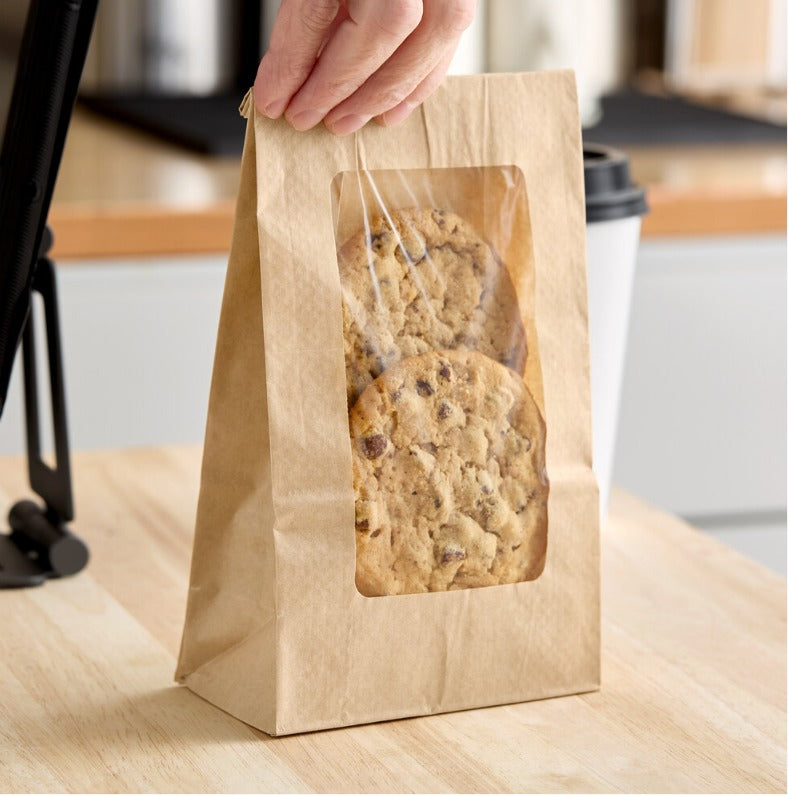 Ecocraft Kraft Grease Resistant Single Serve Window Bagel Sandwich Bakery Bag