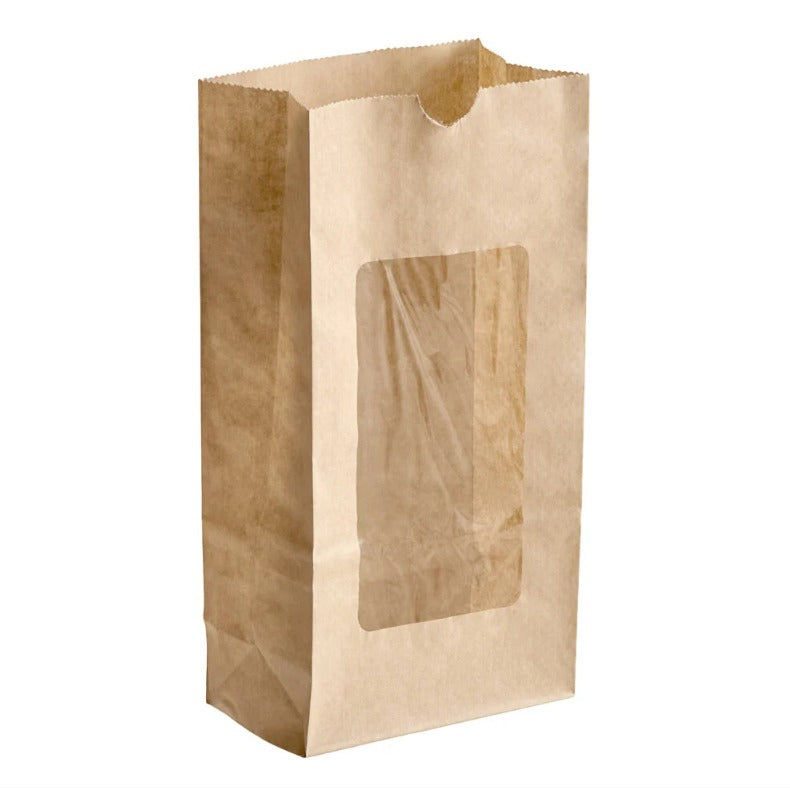 Ecocraft Kraft Grease Resistant Single Serve Window Bagel Sandwich Bakery Bag
