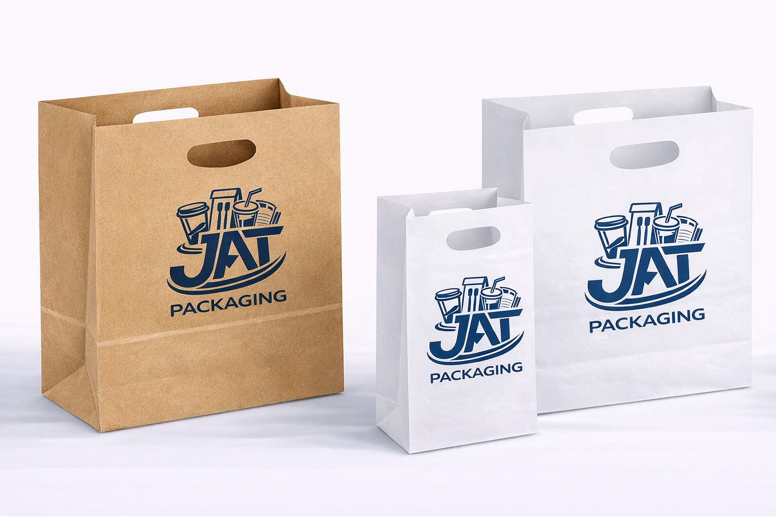 White Paper Customizable Shopping Bag with Handles