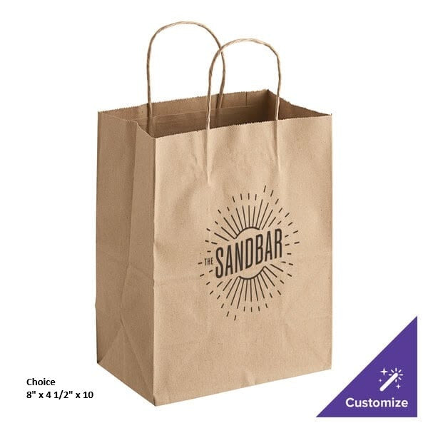 Natural Kraft Paper Customizable Shopping Bag with Handles