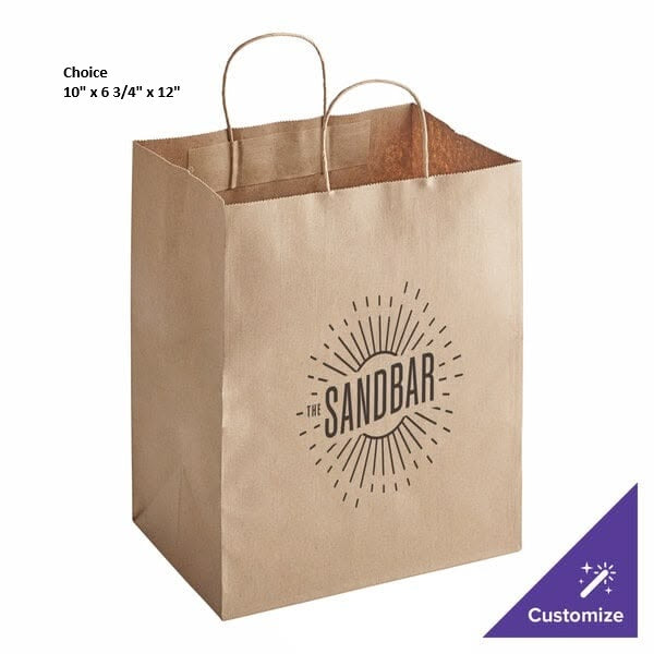Natural Kraft Paper Customizable Shopping Bag with Handles