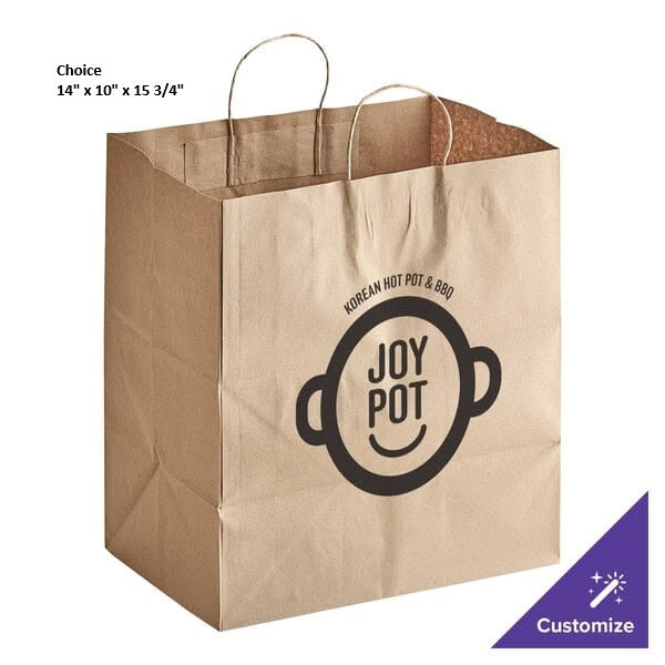 Natural Kraft Paper Customizable Shopping Bag with Handles