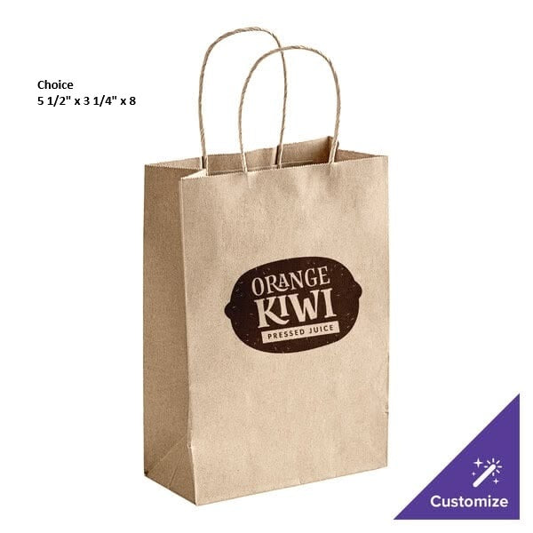 Natural Kraft Paper Customizable Shopping Bag with Handles