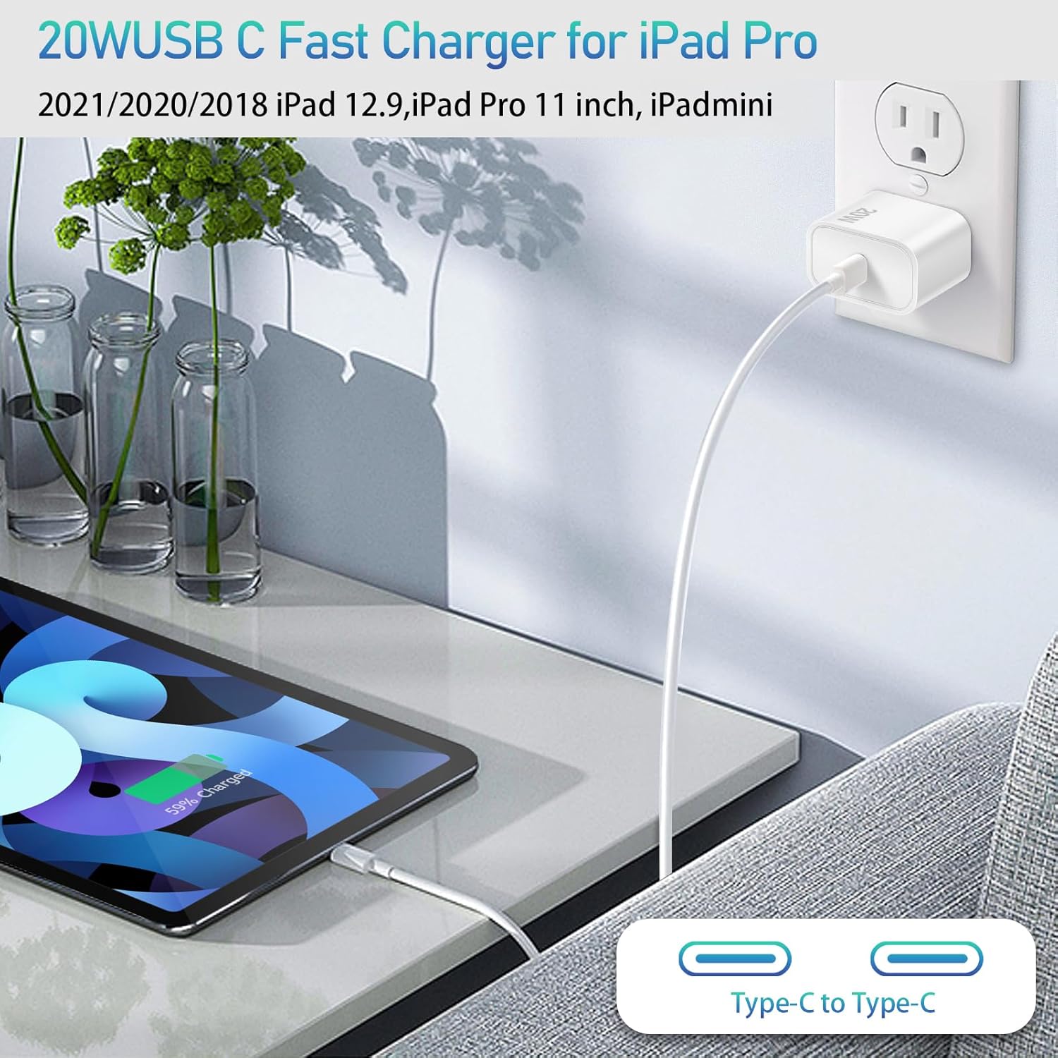 20W USB-C Charger Block – Fast Wall Power Adapter