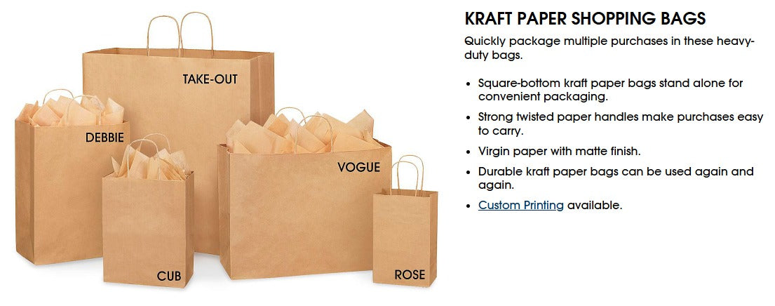 White Paper Customizable Shopping Bag with Handles