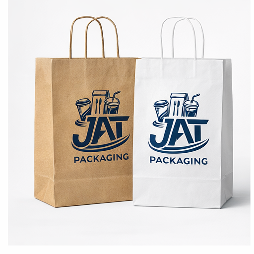 White Paper Customizable Shopping Bag with Handles