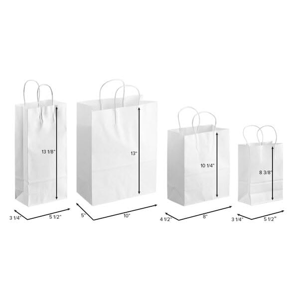 White Paper Customizable Shopping Bag with Handles